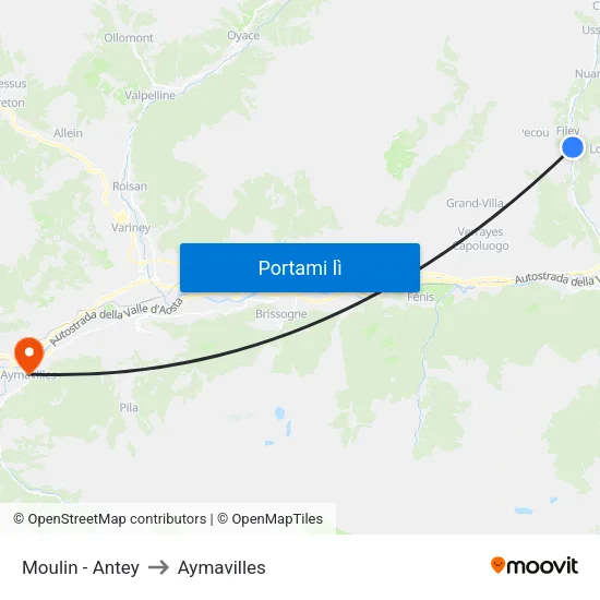 Moulin - Antey to Aymavilles map