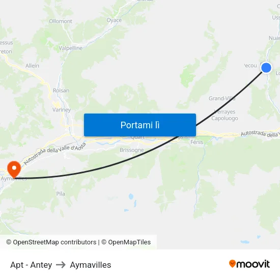 Apt - Antey to Aymavilles map