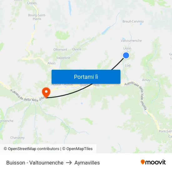 Buisson - Valtournenche to Aymavilles map