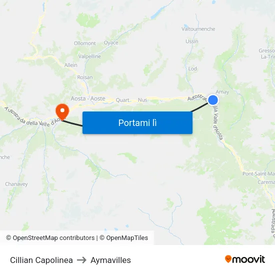 Cillian Capolinea to Aymavilles map