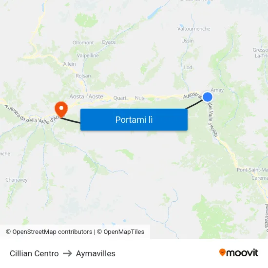 Cillian Centro to Aymavilles map
