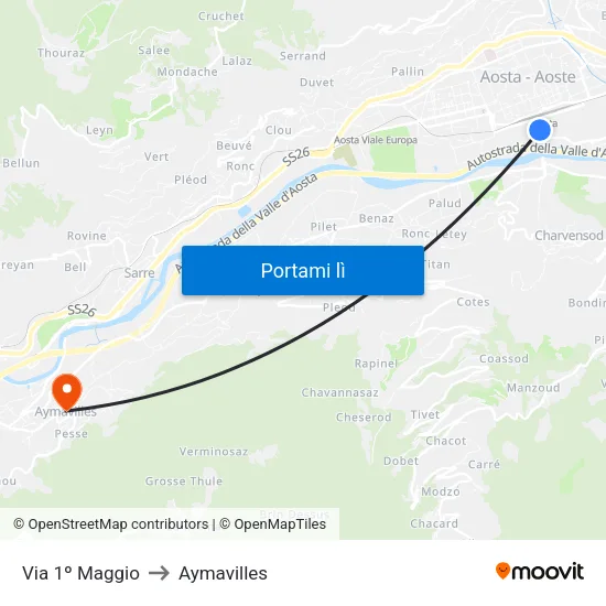 Via 1º Maggio to Aymavilles map
