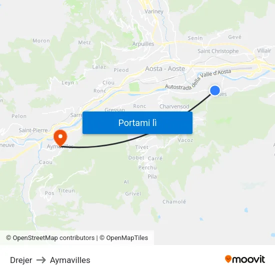Drejer to Aymavilles map