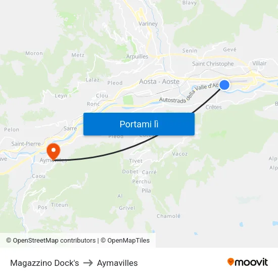 Magazzino Dock's to Aymavilles map