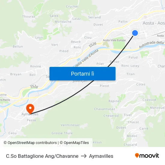 C.So Battaglione Ang/Chavanne to Aymavilles map