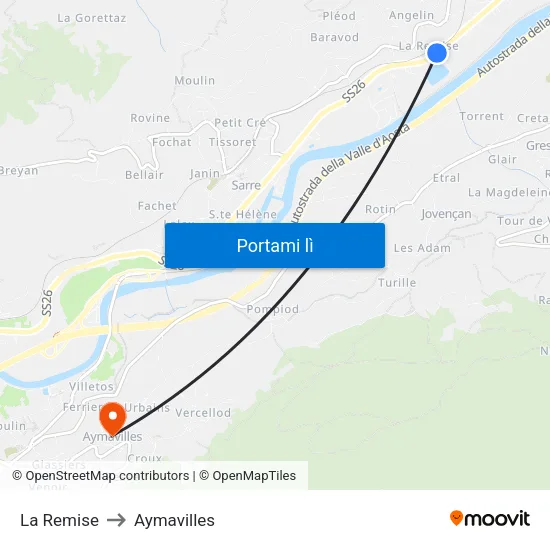 La Remise to Aymavilles map