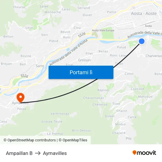 Ampaillan B to Aymavilles map
