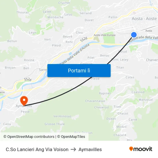 C.So Lancieri Ang Via Voison to Aymavilles map