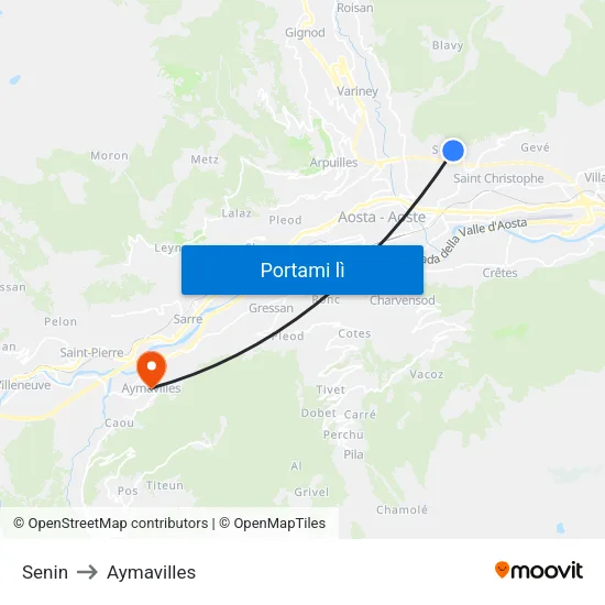 Senin to Aymavilles map