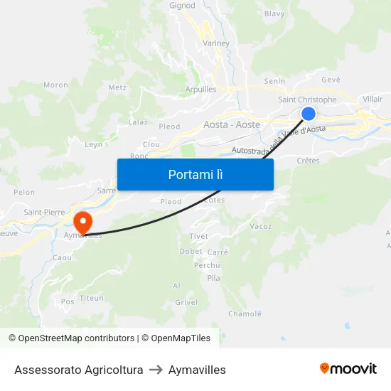 Assessorato Agricoltura to Aymavilles map