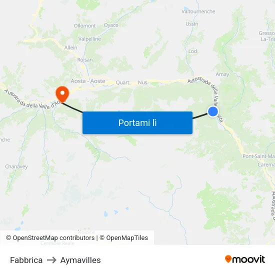 Fabbrica to Aymavilles map