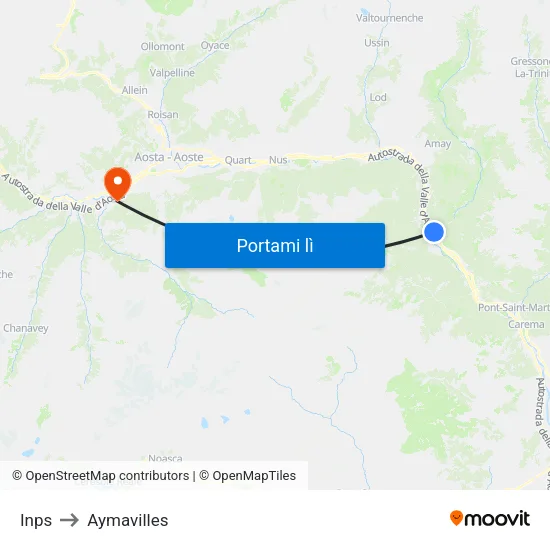 Inps to Aymavilles map