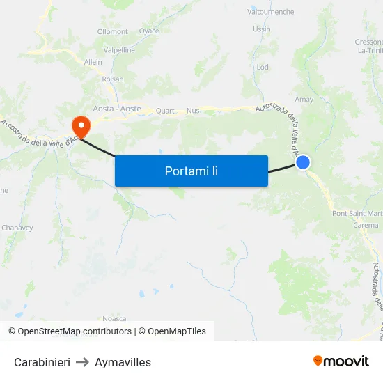 Carabinieri to Aymavilles map