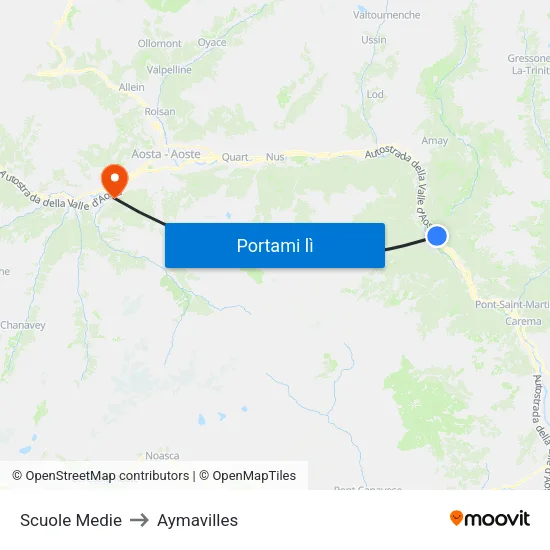 Scuole Medie to Aymavilles map