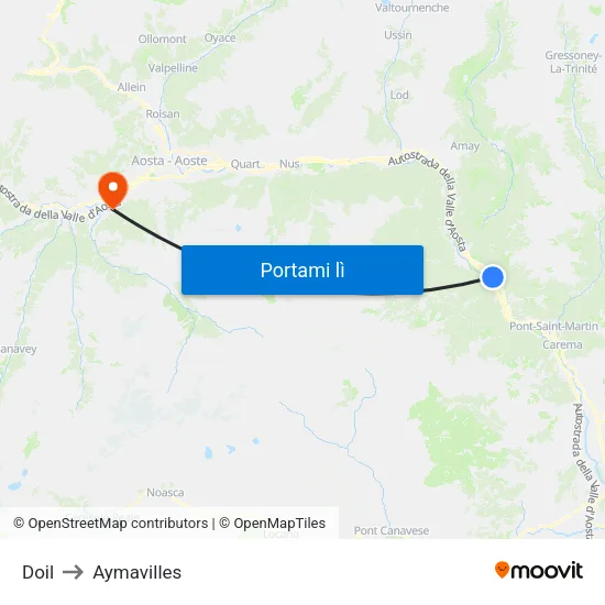 Doil to Aymavilles map