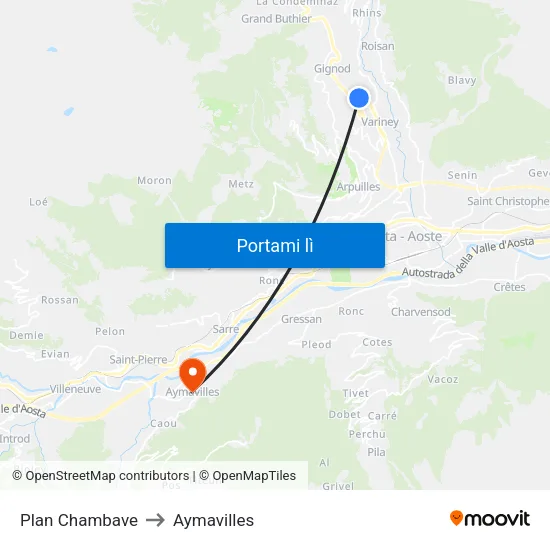 Plan Chambave to Aymavilles map