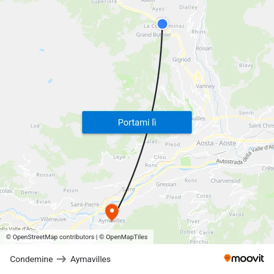 Condemine to Aymavilles map