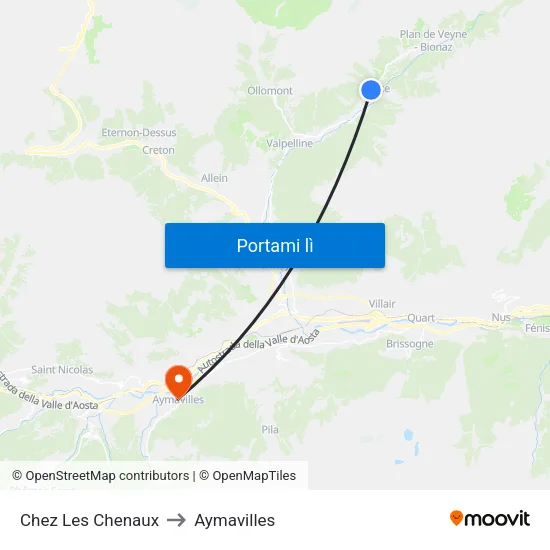 Chez Les Chenaux to Aymavilles map