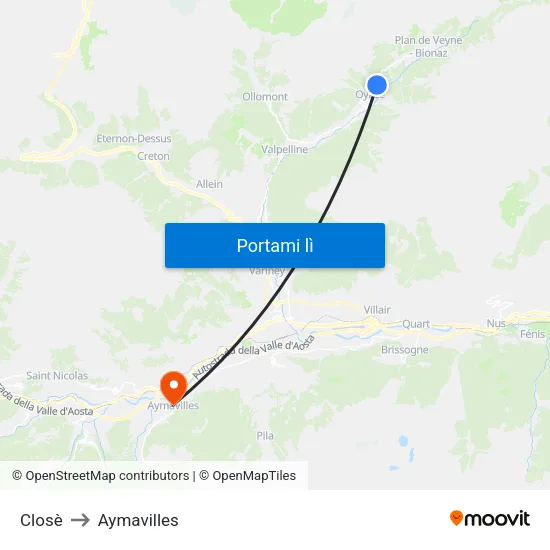 Closè to Aymavilles map