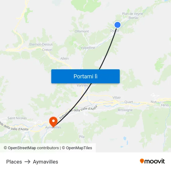 Places to Aymavilles map