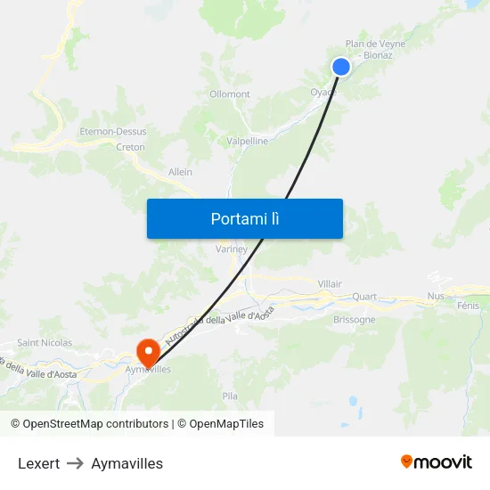 Lexert to Aymavilles map