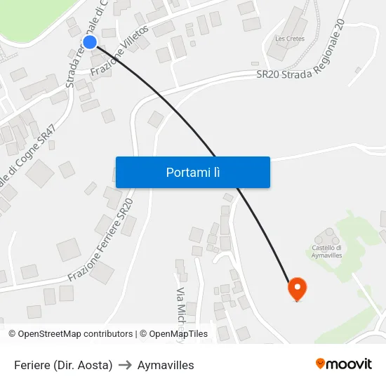 Feriere (Dir. Aosta) to Aymavilles map