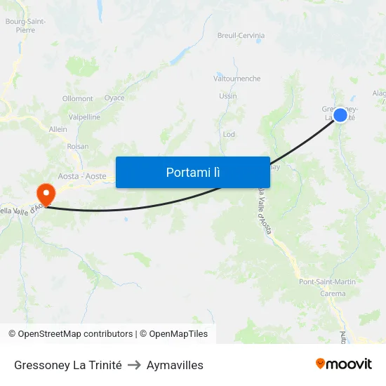 Edelboden to Aymavilles map