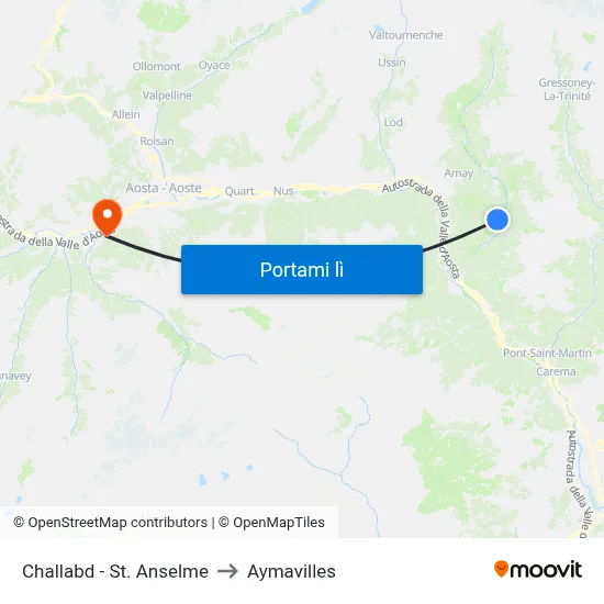 Challabd - St. Anselme to Aymavilles map