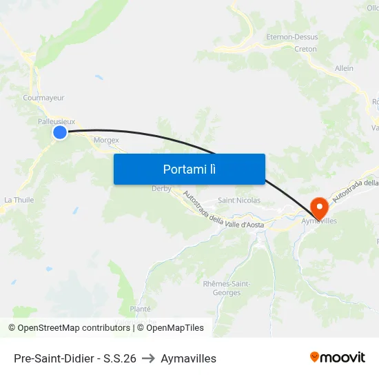 Pre-Saint-Didier - S.S.26 to Aymavilles map