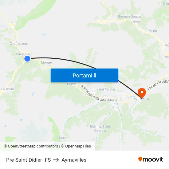 Pre-Saint-Didier- FS to Aymavilles map
