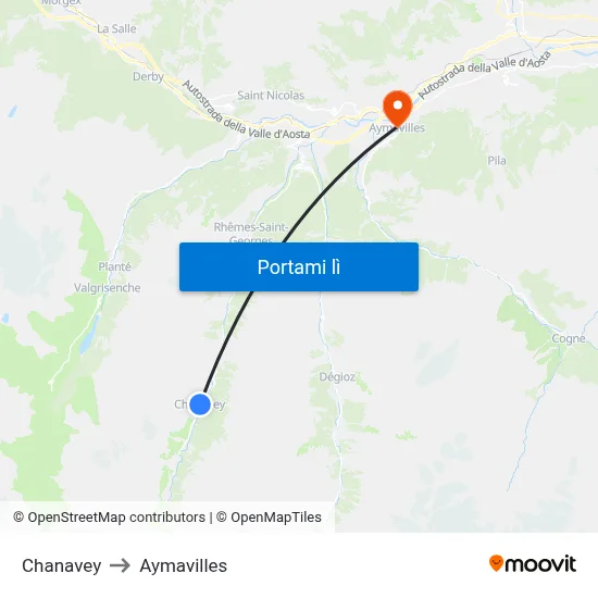 Chanavey to Aymavilles map