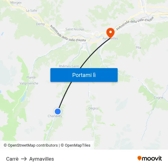 Carrè to Aymavilles map