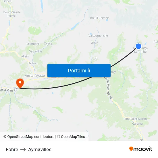 Fohre to Aymavilles map