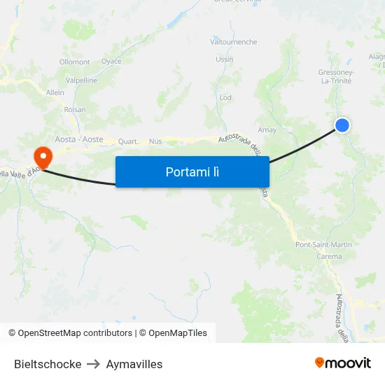 Bieltschocke to Aymavilles map