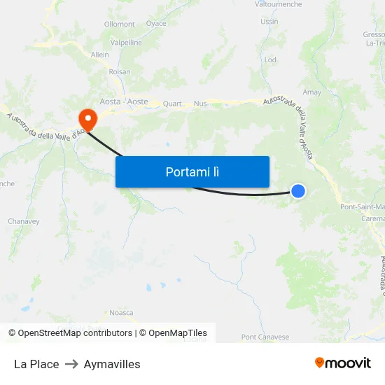 La Place to Aymavilles map
