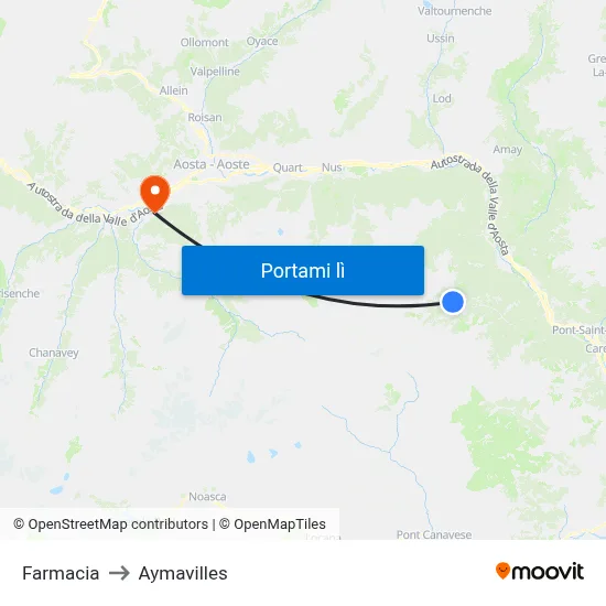 Farmacia to Aymavilles map