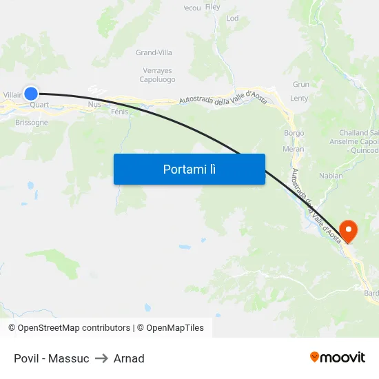 Povil - Massuc to Arnad map