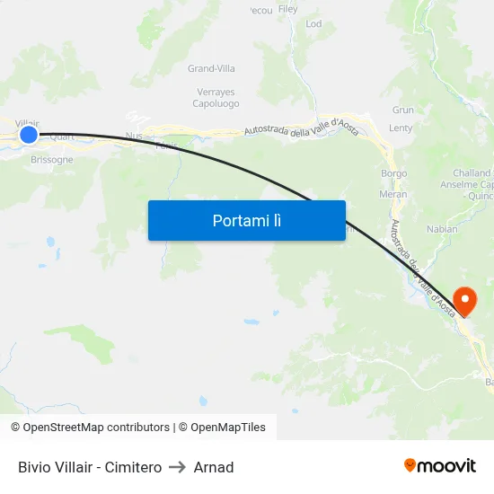 Bivio Villair - Cimitero to Arnad map