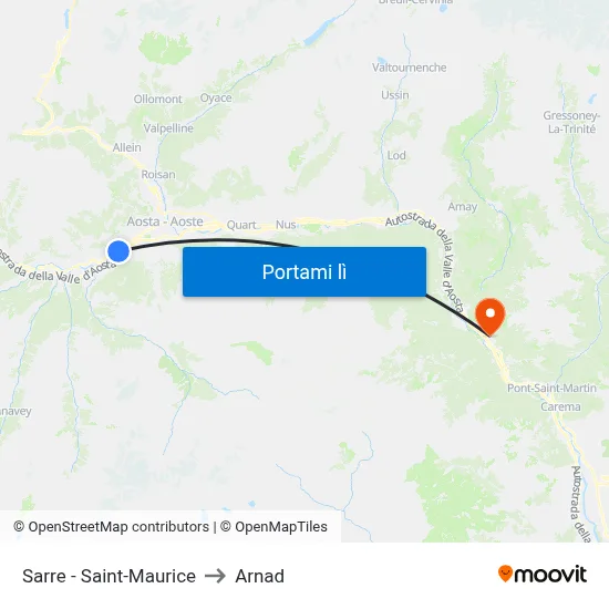 Sarre - Saint-Maurice to Arnad map