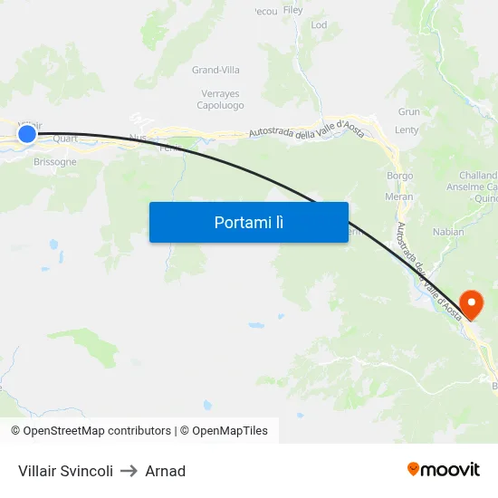 Villair Svincoli to Arnad map