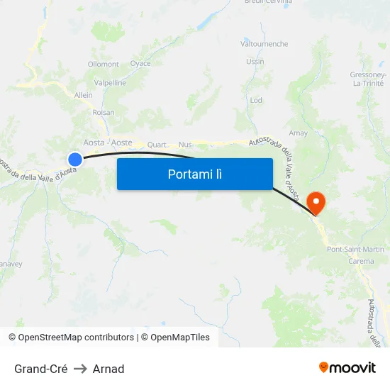 Grand-Cré to Arnad map