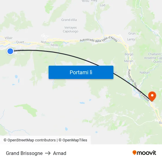 Grand Brissogne to Arnad map
