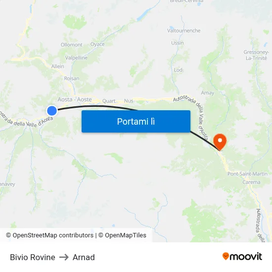 Bivio Rovine to Arnad map