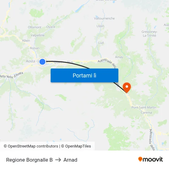Regione Borgnalle B to Arnad map