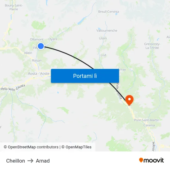 Cheillon to Arnad map