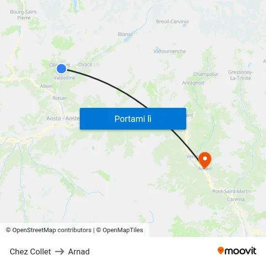 Chez Collet to Arnad map