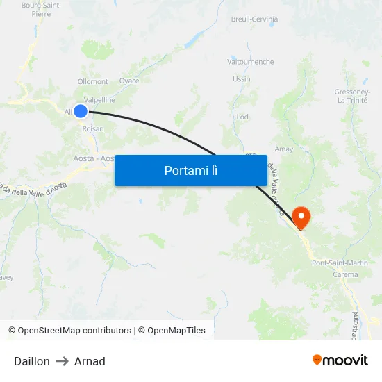 Daillon to Arnad map