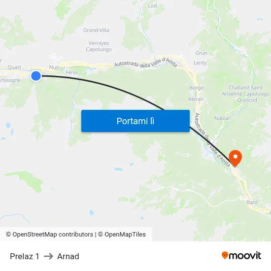 Prelaz 1 to Arnad map