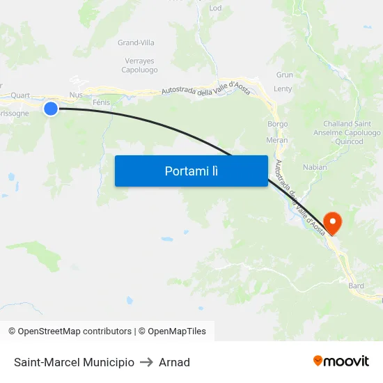 Saint-Marcel Municipio to Arnad map