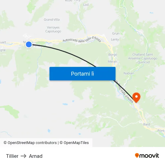 Tillier to Arnad map